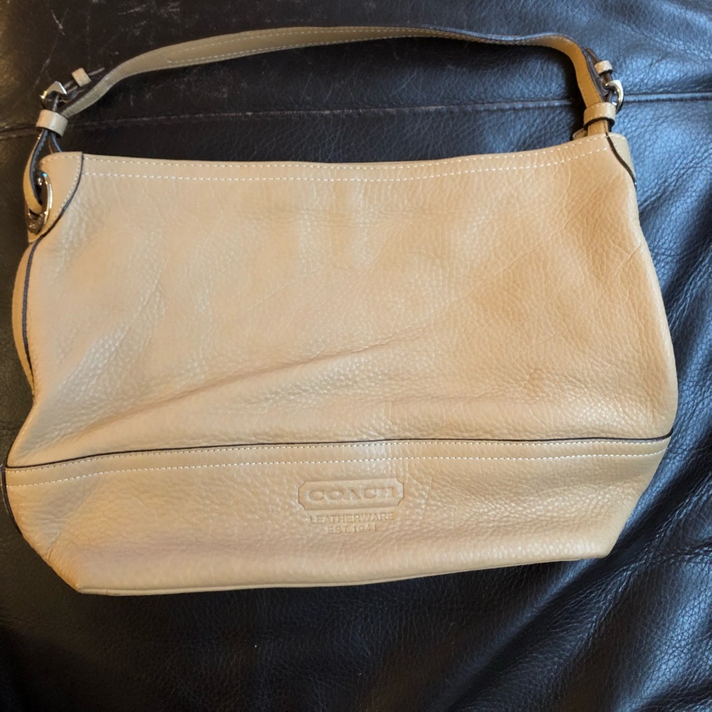 Beige leather Coach handbag